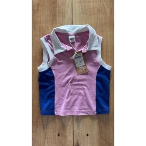 Fred's World by Green Cotton Pink Colorblock Sleeveless Polo Shirt Girl 6Y NEW